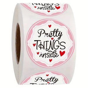 NEW 500 Stickers Pretty Things Inside Stickers, Round Thank You Stickers - Pink